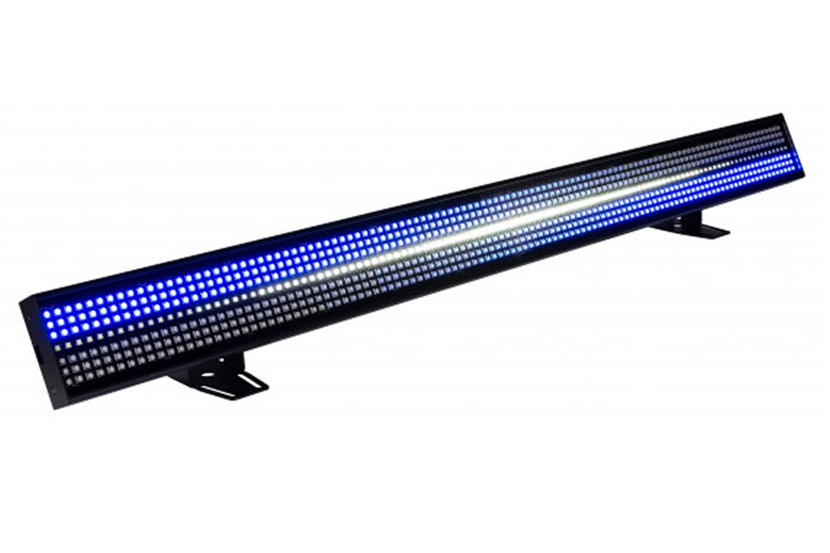 BTX-LIGHTSTRIKE / An extremely powerful and versatile hybrid LED Pixel mapping bar with 112 super bright CW LEDs (16 zones) and 672 RGB LEDs (32 zones). Art-Net / sACN control: excellent for TV-studios, concert stages